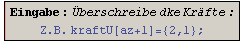 {{Eingabe : &Uuml;berschreibe dke Kr&auml;fte :}, {<a href=